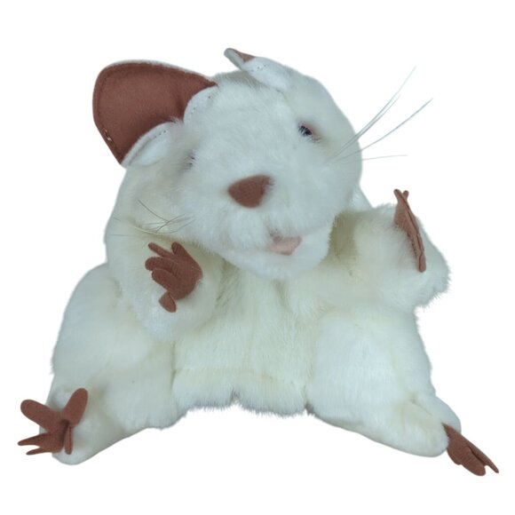 Folkmanis White Mouse Hand Puppet Plush Toy Soft Plush Rat 7" Full body Soft - Picture 2 of 14
